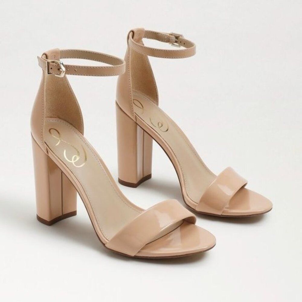 SAM EDELMAN Yaro Block Heel Sandal in Beige Size 9